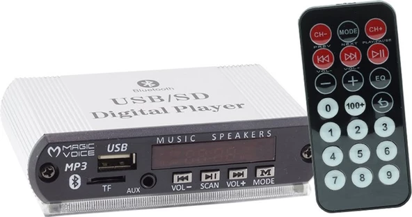 MAGICVOICE SS-101 OTO TEYP AUX/KUMANDA/USB/SD/BLUETOOTHLU RADYOLU ÇEVİRİCİ KASALI MODEL - 2