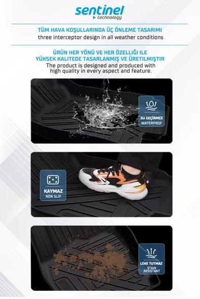 RANGE ROVER SPORT 2014-2022 ARACA ÖZEL 7D HAVUZLU PASPAS TAKIM 6CM DERİNLİK KOKUSUZ YANLARI KAPLAR - 7