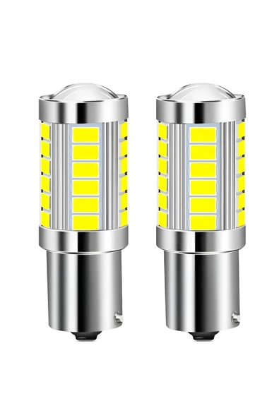 MERCEKLİ GERİ VİTES-SİNYAL-STOP AMPULÜ 33 LEDLİ 93 TİP TEK DUY P21W BA15S 1156 BEYAZ RENK -2 ADET- - 7