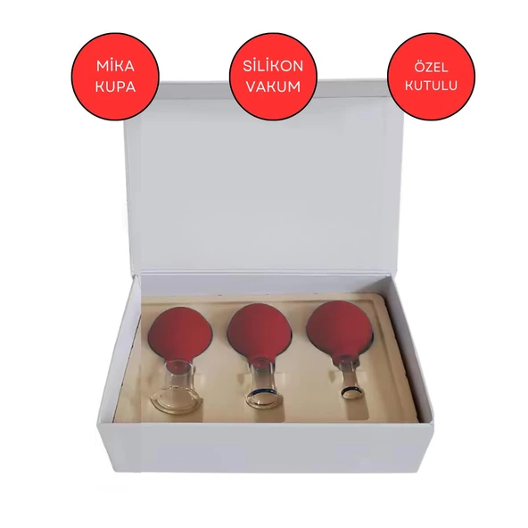 Mika Silikon Vakumlu Yüz Masaj Kupası 3'lü Set Kırmızı Renk ürün görseli