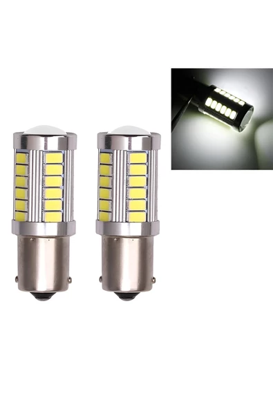 MERCEKLİ GERİ VİTES-SİNYAL-STOP AMPULÜ 33 LEDLİ 93 TİP TEK DUY P21W BA15S 1156 BEYAZ RENK -2 ADET- - 8