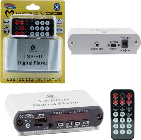 MAGICVOICE SS-101 OTO TEYP AUX/KUMANDA/USB/SD/BLUETOOTHLU RADYOLU ÇEVİRİCİ KASALI MODEL