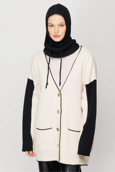 Siyah Balaclava Triko Başlık - 7