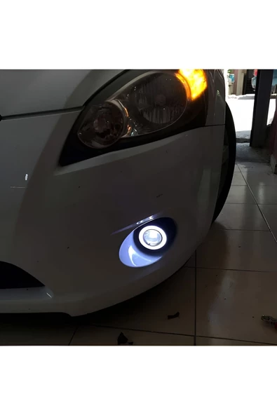 Mercekli Angel Led Sis Farı Halkalı Gündüz Sis Farı 76 mm Beyaz Su Geçirmez Metal Gövde 2 Adet - 4