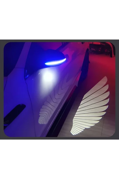 ARAÇ AYNA ALTI MELEK KANAT LED IŞIK OTO MELEK KANADI GÜNDÜZ FARI ANGEL WINGS 2 ADET BEYAZ - 3