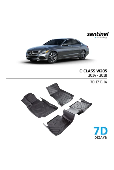 MERCEDES C CLASS W205 2014-2018 ARACA ÖZEL 7D HAVUZLU PASPAS TAKIM 5CM DERİN KOKUSUZ YANLARI KAPLAR