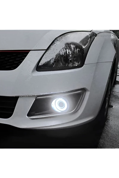 Mercekli Angel Led Sis Farı Halkalı Gündüz Sis Farı 76 mm Beyaz Su Geçirmez Metal Gövde 2 Adet - 5