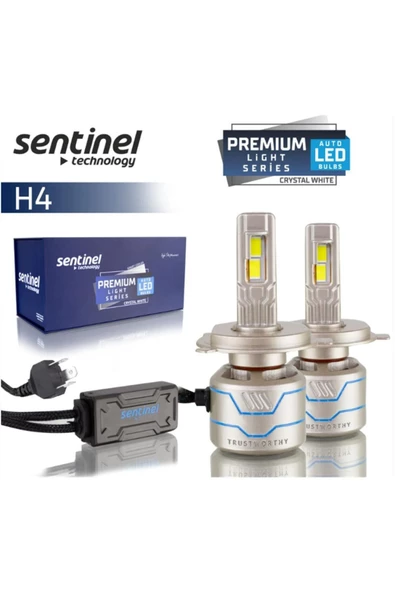 SENTİNEL PREMİUM SERİSİ H4 YENİ NESİL LED XENON FAR AMPUL TAKIMI 12V-24V KRİSTAL BEYAZ 15BİN LÜMEN