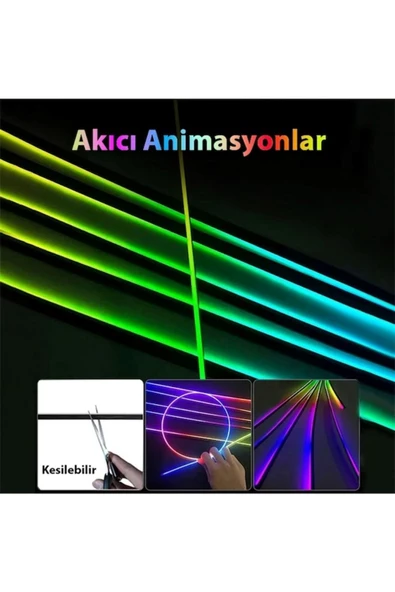 ARAÇ İÇİ ATMOSFER AYDINLATMA AMBİYANS SESE DUYARLI RGB LED NEON APP KONTROLLÜ AYAK ALTI 18 PARÇA - 5