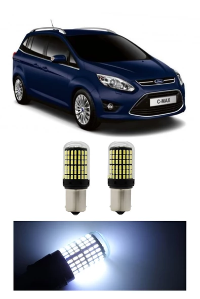 FORD C-MAX 2007-2015 UYUMLU GERİ VİTES AMPULÜ 144 LEDLİ BEYAZ P21W 93 TİP TEK DUY DÜZ TIRNAK 2 ADET