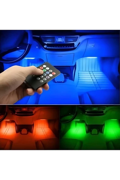 ARAÇ İÇİ KUMANDALI PARTİ IŞIĞI AYAK ALTI AYDINLATMA 12 LED AUTO ÇAKMAKLIK GİRİŞLİ RGB SESE DUYARLI - 6