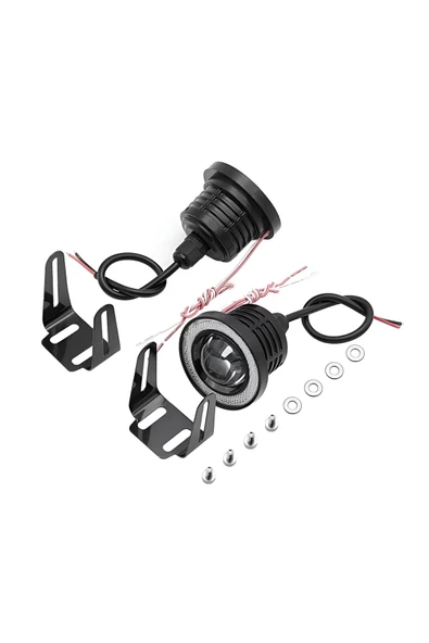 Mercekli Angel Led Sis Farı Halkalı Gündüz Sis Farı 89 mm Beyaz Su Geçirmez Metal Gövde 2 Adet - 7