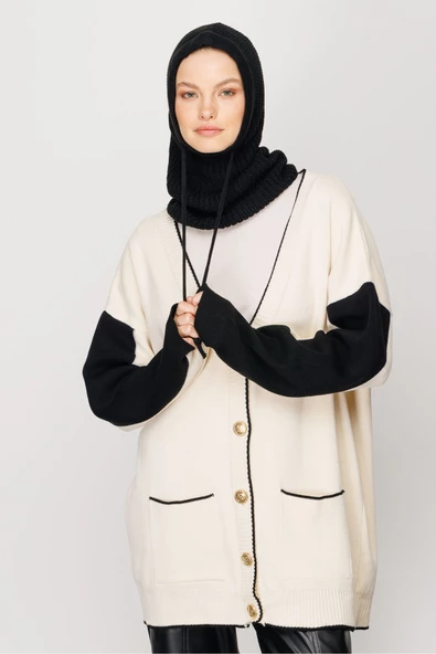 Siyah Balaclava Triko Başlık - 2