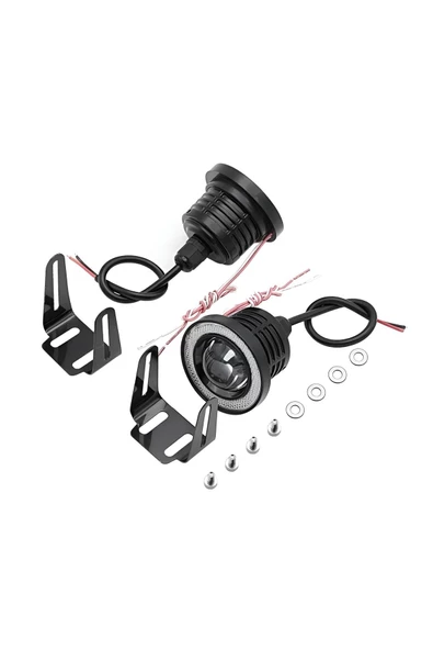 Mercekli Angel Led Sis Farı Halkalı Gündüz Sis Farı 76 mm Beyaz Su Geçirmez Metal Gövde 2 Adet - 7