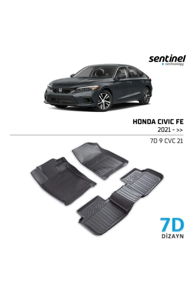 HONDA CİVİC FE 2021- ARACA ÖZEL 7D HAVUZLU PASPAS TAKIMI 5 CM DERİNLİK KOKUSUZ YANLARI KAPLAR