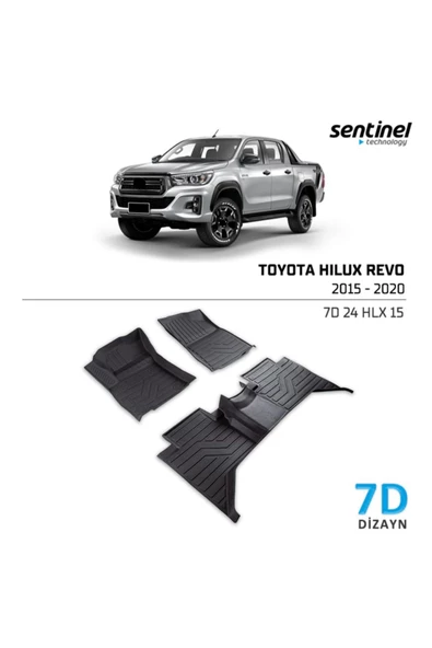 TOYOTA HILUX REVO 2015-2020 ARACA  ÖZEL 7D HAVUZLU PASPAS TAKIMI 5CM DERİNLİK KOKUSUZ YANLARI KAPLAR