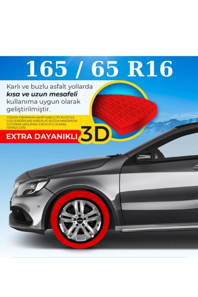 KAR ÇORABI ZİNCİR MUADİLİ 165/65 R16 LASTİK ÖLÇÜLERİNE UYUMLU KAR BUZ ZİNCİR YÜKSEK YOL TUTUŞ MEDİUM