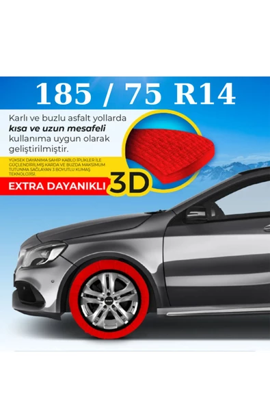 KAR ÇORABI ZİNCİR MUADİLİ 185/75 R14 LASTİK ÖLÇÜLERİNE UYUMLU KAR BUZ ZİNCİR YÜKSEK YOL TUTUŞ MEDİUM