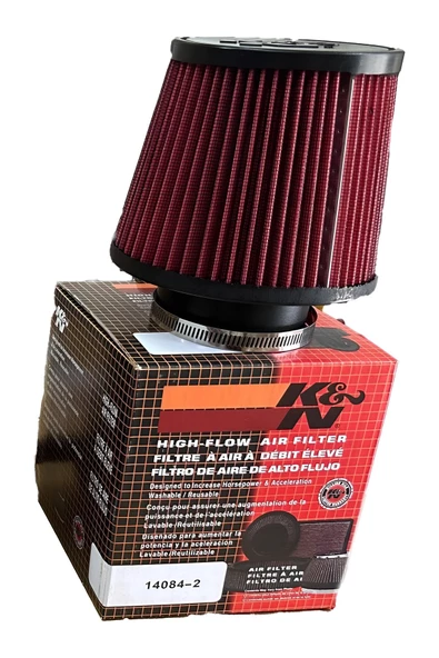K&N YÜKSEK PERFORMANS ARTTIRICI AÇIK HAVA FİLTRESİ UNİVERSAL KIRMIZI GÜÇ ARTIRICI FİLTRE 76MM - 4