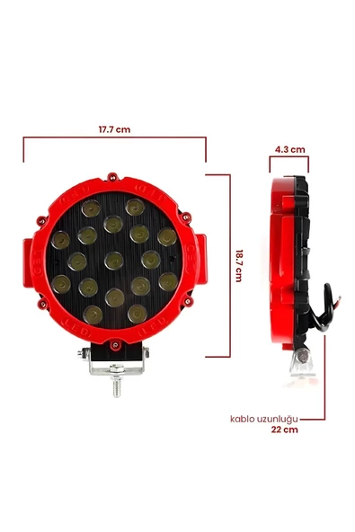 PROJEKTÖR ÇALIŞMA LAMBAS 17 LED 51W KAPUT ÜSTÜ-SİS LAMBAS OFFROAD-ATV-TRAKTÖR-İŞMAKİNASI-KARAVAN-TIR - 3