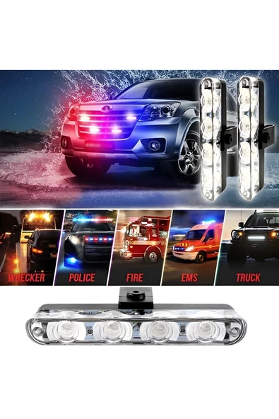 PANJUR İÇİ UZAKTAN KUMANDALI ÇAKAR LAMBA LED KIRMIZI-MAVİ 4X4 16 FLAŞ