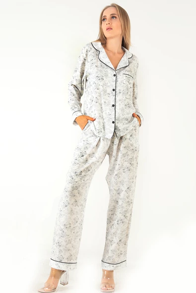 DoReMi Sweat Floral Uzun Kollu Kadın Pijama Takım - Resim 5