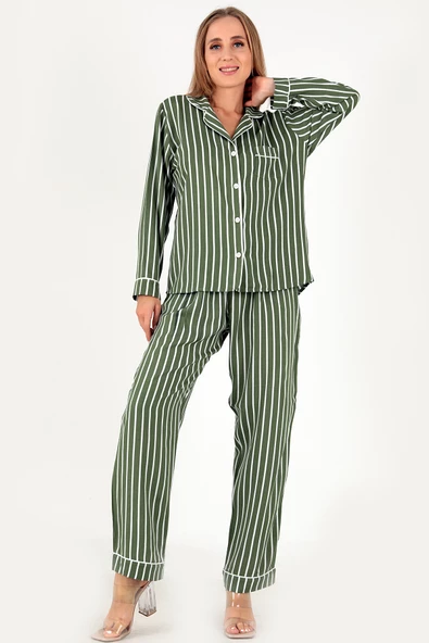 DoReMi Stripes Uzun Kollu Kadın Pijama Takım - Resim 2