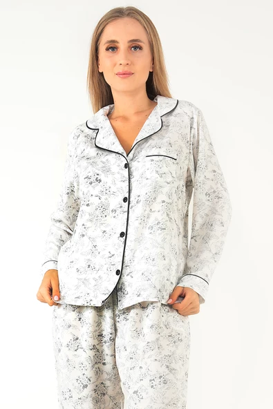 DoReMi Sweat Floral Uzun Kollu Kadın Pijama Takım - Resim 4