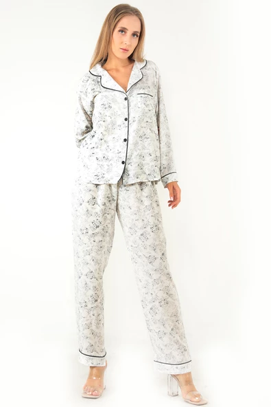 DoReMi Sweat Floral Uzun Kollu Kadın Pijama Takım - Resim 6