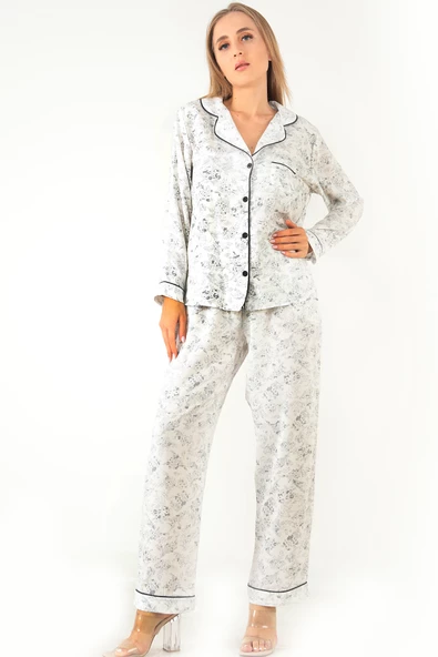 DoReMi Sweat Floral Uzun Kollu Kadın Pijama Takım - Resim 3