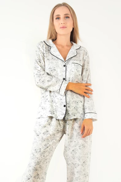 DoReMi Sweat Floral Uzun Kollu Kadın Pijama Takım - Resim 7