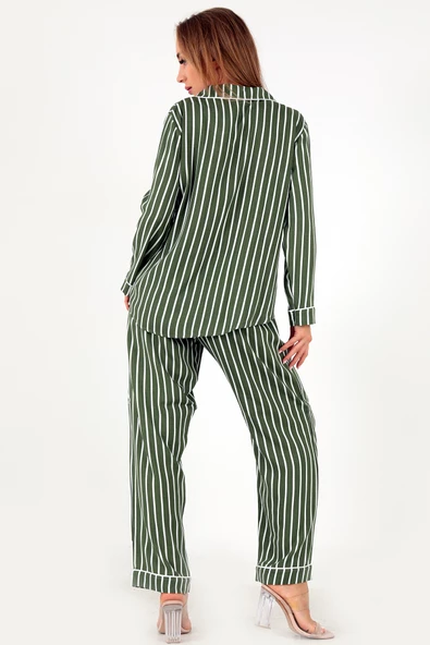 DoReMi Stripes Uzun Kollu Kadın Pijama Takım - Resim 3