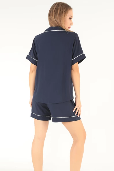 DoReMi Lacivert Kısa Kollu Kadın Şortlu Pijama Takım - 3