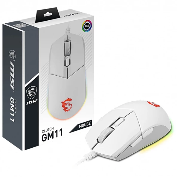 MSI Msi Gg Clutch GM11 White Gaming Mouse 5.000 Dpi Optik Rgb LED Oyuncu Faresi Beyaz