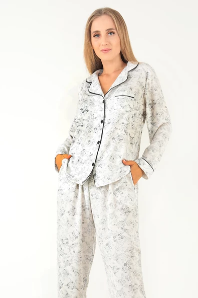 DoReMi Sweat Floral Uzun Kollu Kadın Pijama Takım - Resim 8