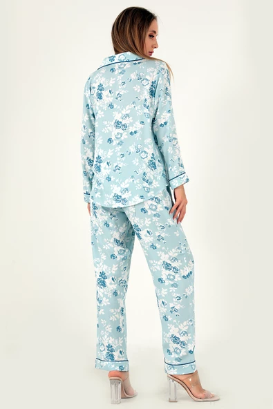 DoReMi Çiçek Baskılı Uzun Kollu Kadın Pijama Takım - Resim 3