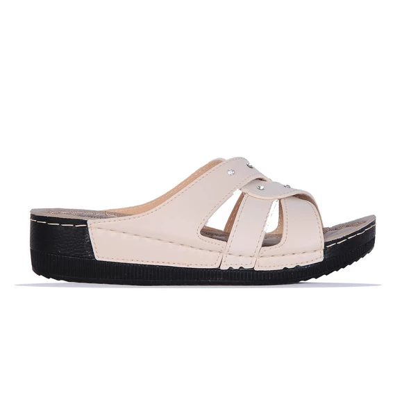 Apella 459-6 Sümbül Bej Günlük Rahat Bayan Düz Terlik ürün görseli 1