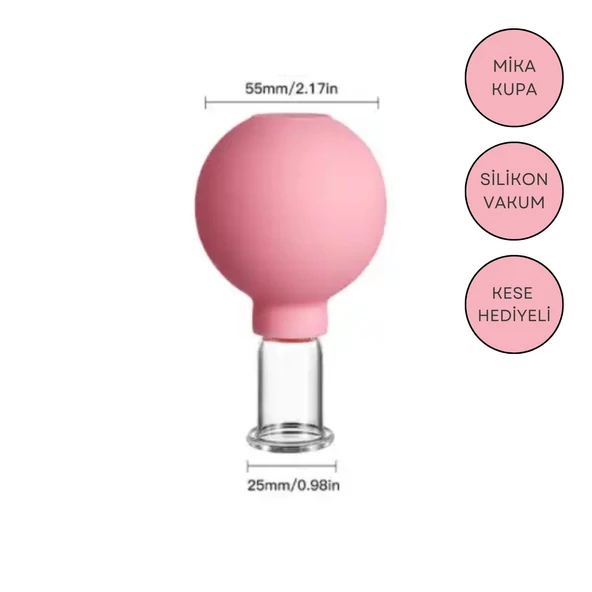 Mika Silikon Vakumlu Yüz ve Boyun İçin Masaj Kupası No:2 Pembe Renk ürün görseli