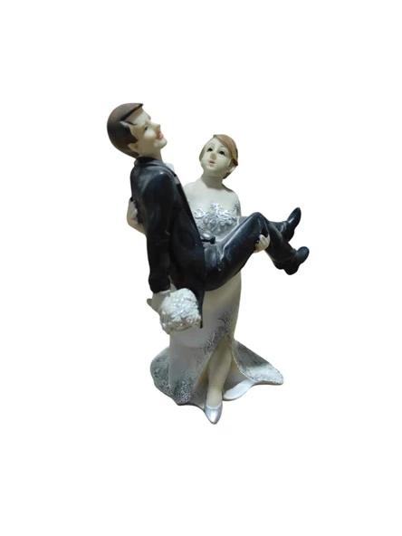 Polyester Gelin Damat Biblo Kucakta Siyah 15cm - 2