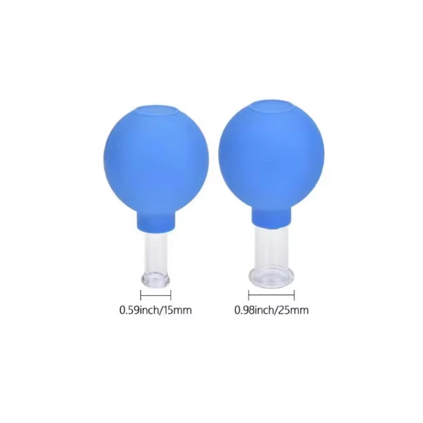 Mika Silikon Vakumlu Yüz Masaj Kupası 2'li Set Mavi Renk - 2