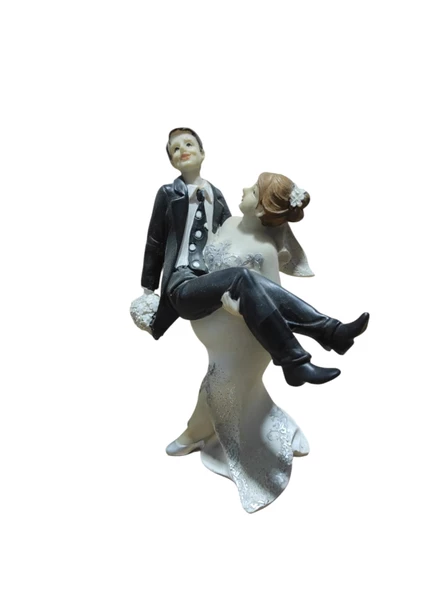 Polyester Gelin Damat Biblo Kucakta Siyah 15cm - 3