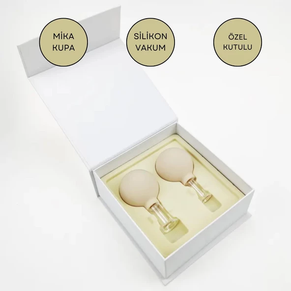Mika Silikon Vakumlu Yüz Masaj Kupası 2'li Set Bej Renk ürün görseli 1
