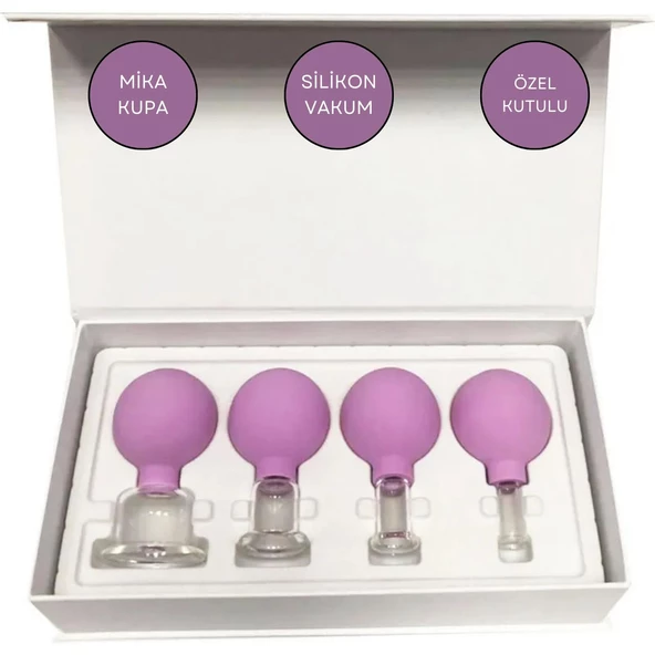 Mika Silikon Vakumlu Yüz Masaj Kupası 4'lü Set Mor Renk ürün görseli