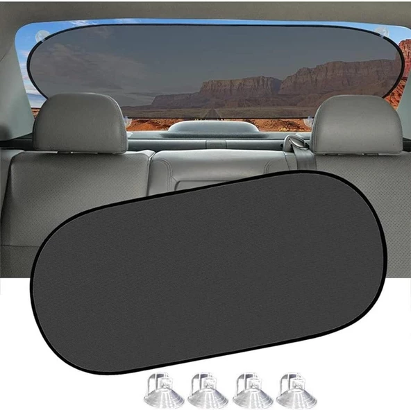 Araba Oto Arka Cam İçin Vantuzlu Güneşlik Perde Araç Perdesi Araç Arka Cam Vantuzlu Perde (100x50cm)