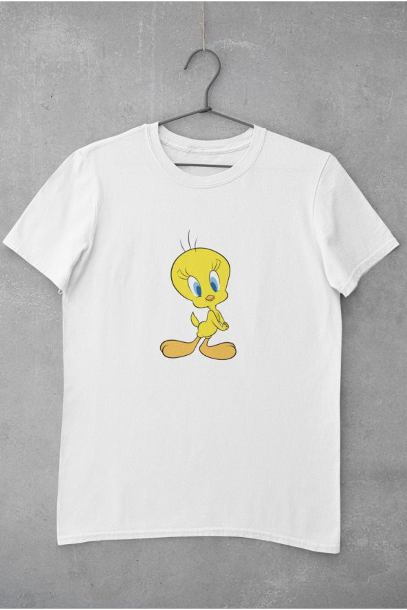 Tweety Çizgi Karakter Baskılı Tişört Erkek 100 Pamuk