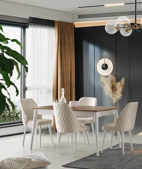 Çakıl MDF Yemek Masa Sandalye Takımı 90x145cm - 2