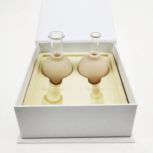 Mika Silikon Vakumlu Yüz Masaj Kupası 2'li Set Bej Renk - Resim 3