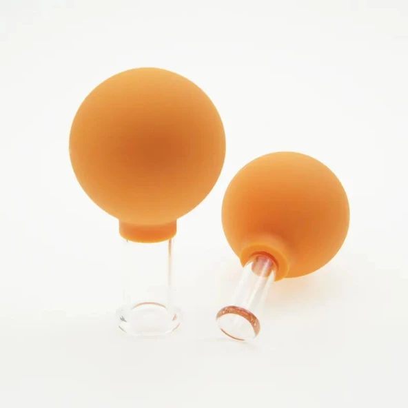 Mika Silikon Vakumlu Yüz Masaj Kupası 2'li Set Turuncu Renk - Resim 4