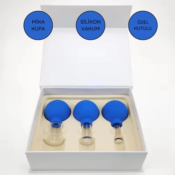 Mika Silikon Vakumlu Yüz Masaj Kupası 3'lü Set Mavi Renk ürün görseli