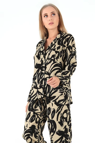 DoReMi Base Desenli Uzun Kollu Kadın Pijama Takım - 7